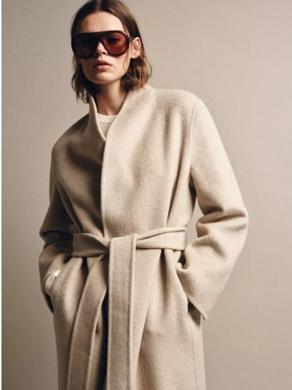 ZARA ZW COLLECTION LIMITED EDITION MINIMAL WOOL BLEND COAT - Picture 3 of 8